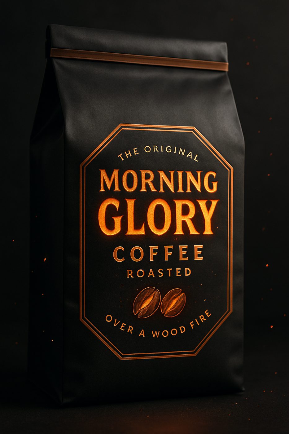 The Original Morning Glory Coffee bag — roasted over a wood fire